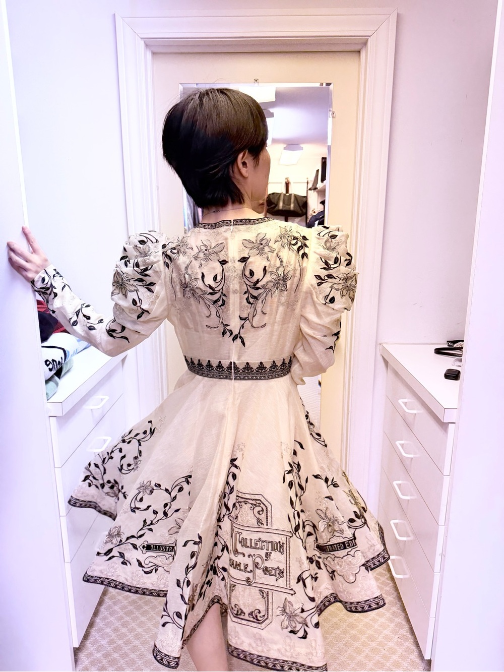 NWOT Zimmermann Beige Floral Embroidered Women's Mini Dress, Size AU 2 = M - Picture 5 of 7